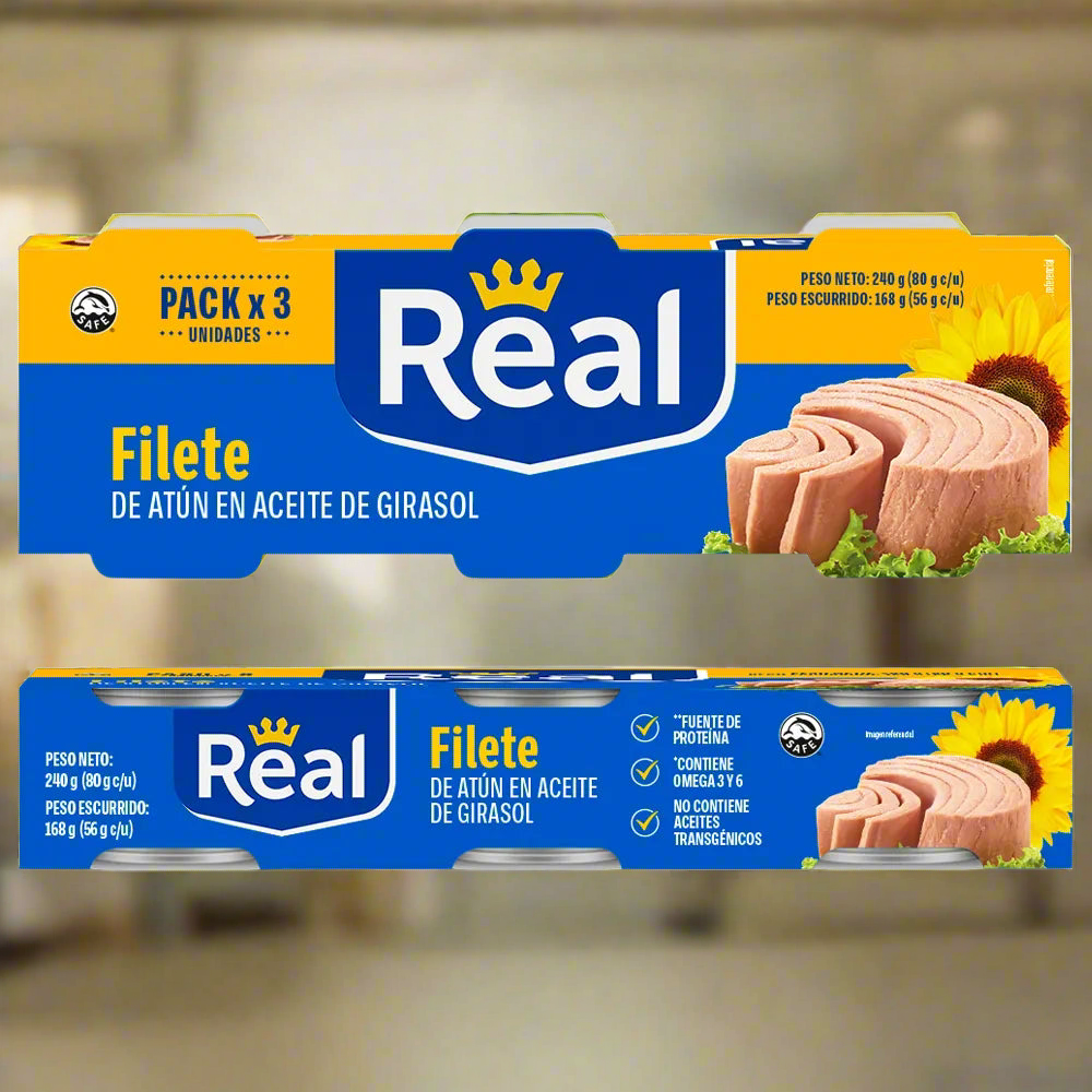 REAL TUNA IN SUNFLOWER OIL 80gr (3 PACK)
