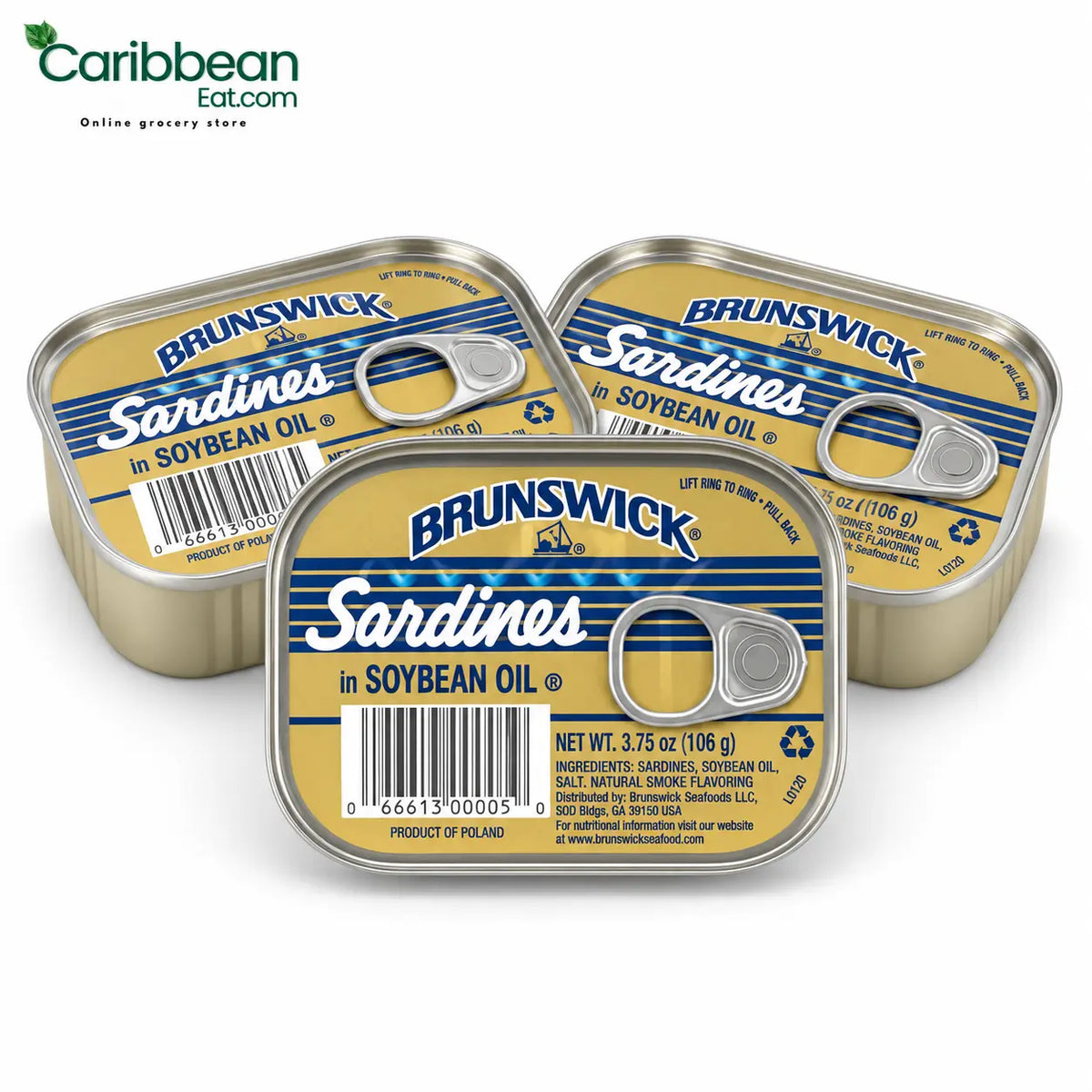 Brunswick Sardines in Soybean Oil 3.75 oz (3 Pack)