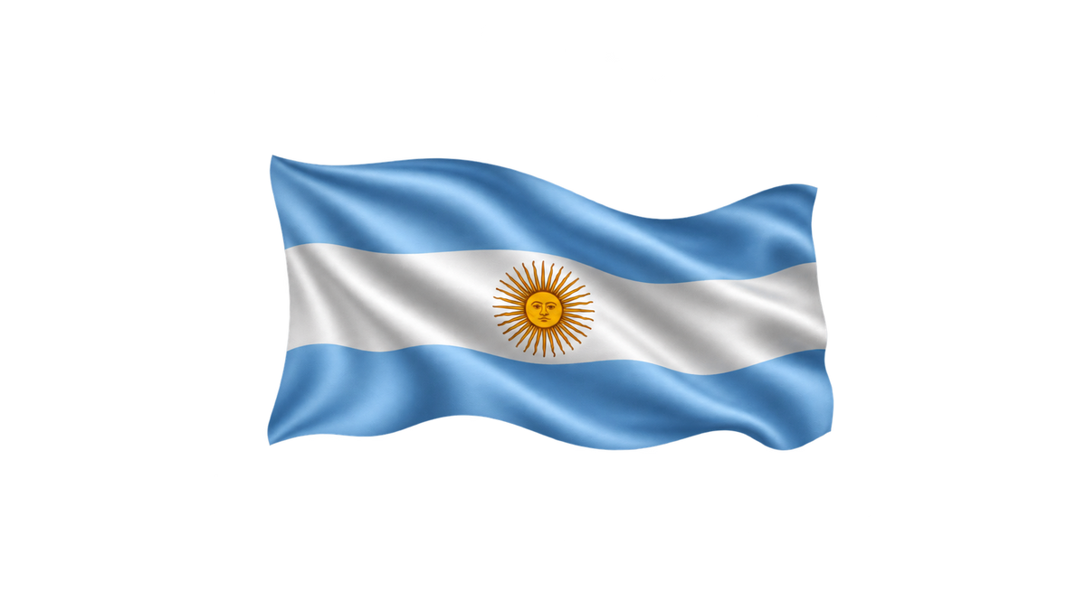 Argentina collection, flowing Argentine flag on transparent background