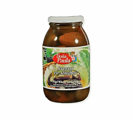 Dona Paula Brevas 28oz jar of figs in syrup, offering rich flavor for desserts and snacks.