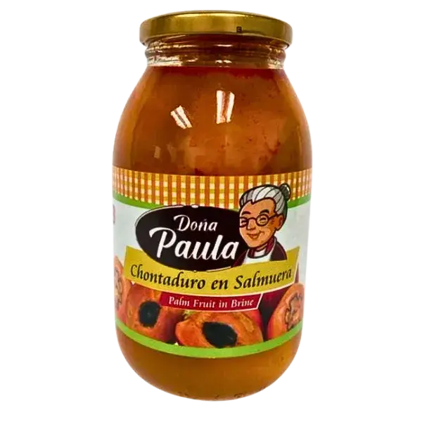 Dona Paula Chontaduro 20oz jar, featuring palm fruit in brine, showcasing Colombian tropical flavor.