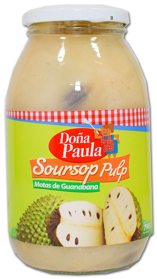 Dona Paula Soursop Pulp 28oz jar, perfect for smoothies and desserts, rich in antioxidants, delicious tropical flavor.