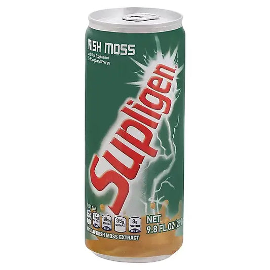 Nestle Supligen Irish Moss 9.8oz can, energy-boosting drink with natural Irish moss extract.
