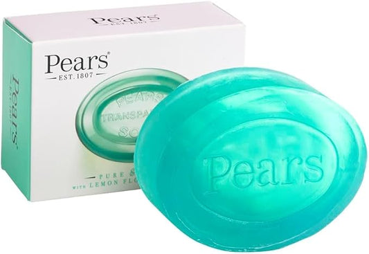Pears Soap Lemon 125g bar and packaging, a refreshing, gentle cleanser with lemon aroma for revitalizing your skin.