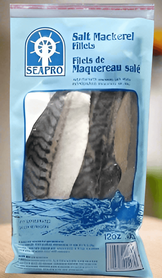 SEAPRO Salt Mackerel Fillet 12oz package showcasing premium salted fish for healthy meal options.