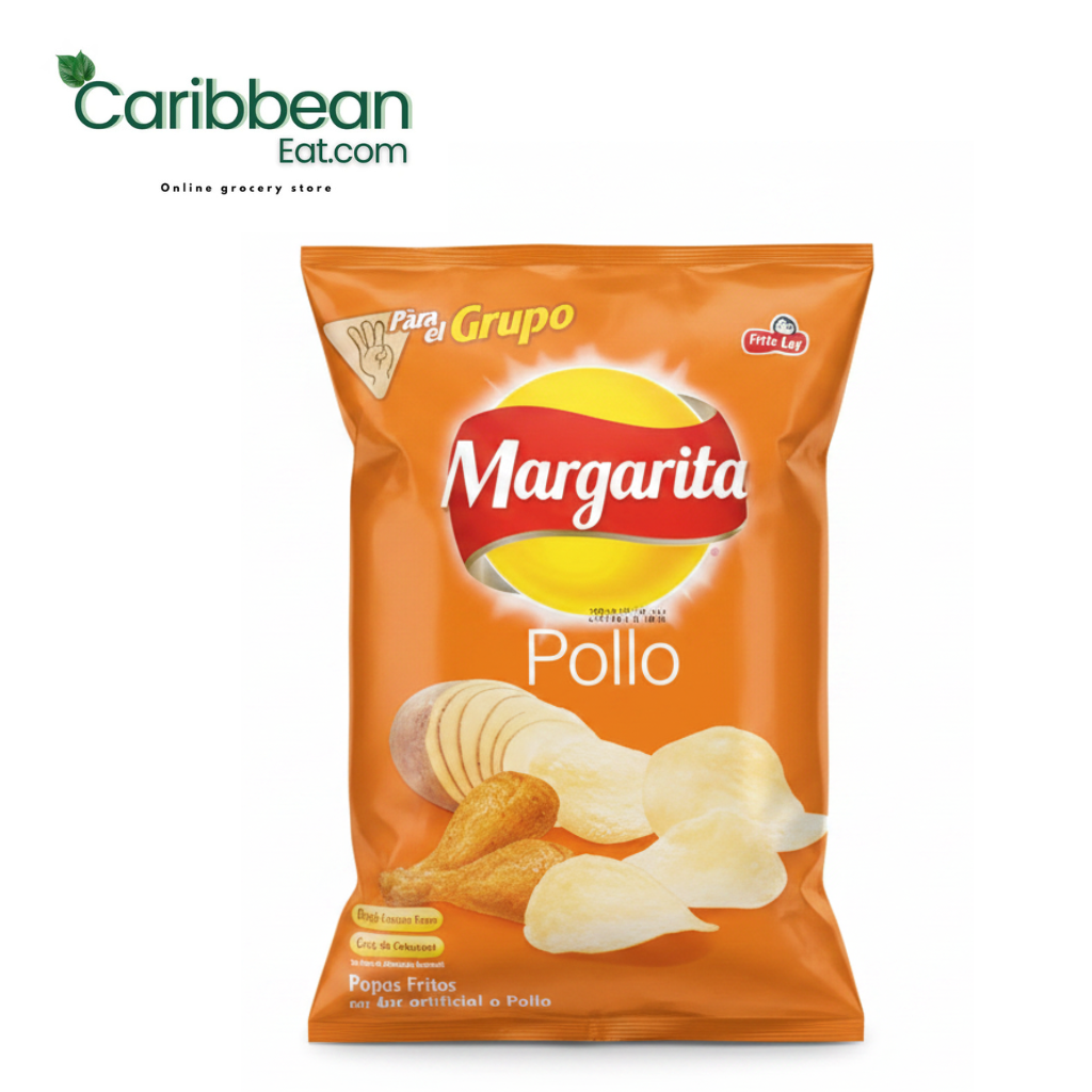 Papas Margarita Pollo 25 g (12 Pack), authentic Colombian chicken-flavored potato chips.
