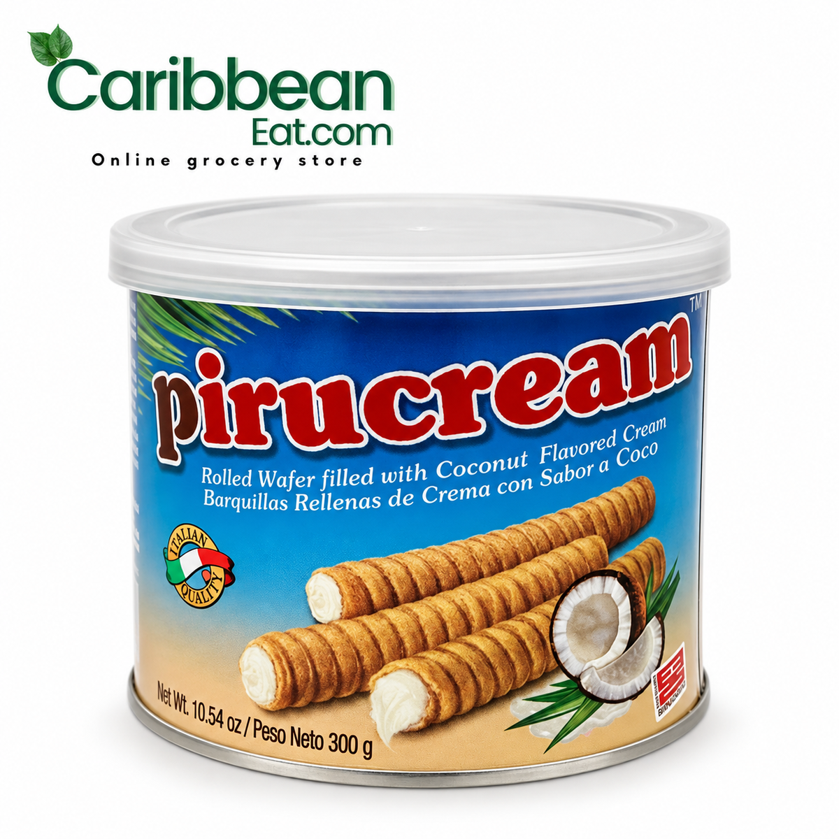 Pirucream Coconut Cream Rolled Wafers 10.54 oz