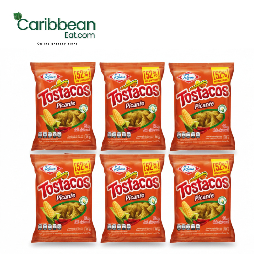 RAMO Tostacos Picantes 12 Pack, authentic Colombian spicy corn snack.