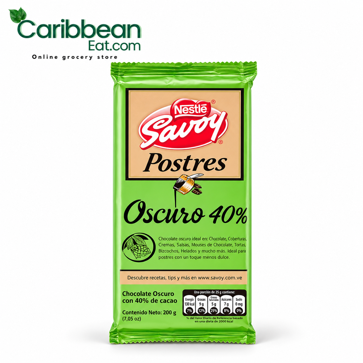 Savoy Chocolate para Postres Oscuro 40% 200 g